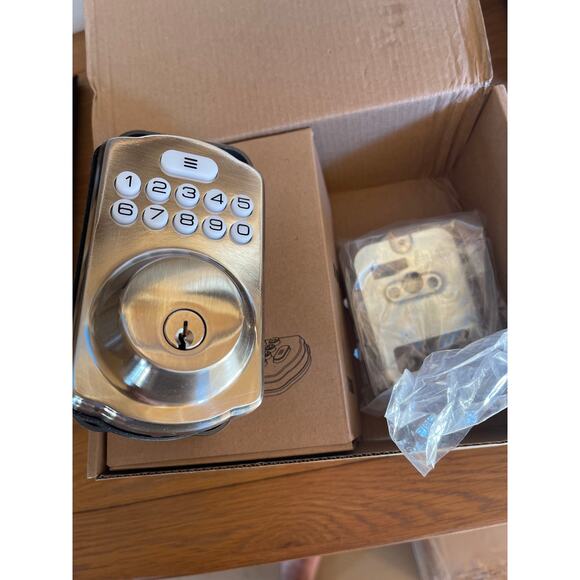 New Veise Satin Nickel Keyless Entry Deadbolt Door Lock with 2 Knobs - Picture 6 of 9